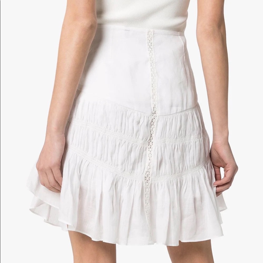 Isabel Marant white Sidney lace ruffled hem skirt
